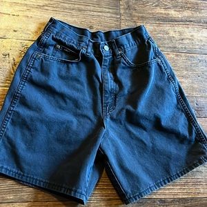 Chic Dark Denim Highwaisted Mom Shorts